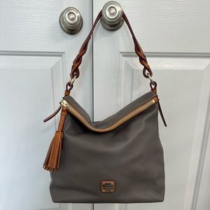 Dooney & Bourke Pebble Grain Small Sloan Slouchy Hobo Bag in Taupe